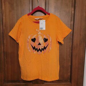 NWT- H&M Girls' Short-Sleeved Halloween T-Shirt- Size 12/14